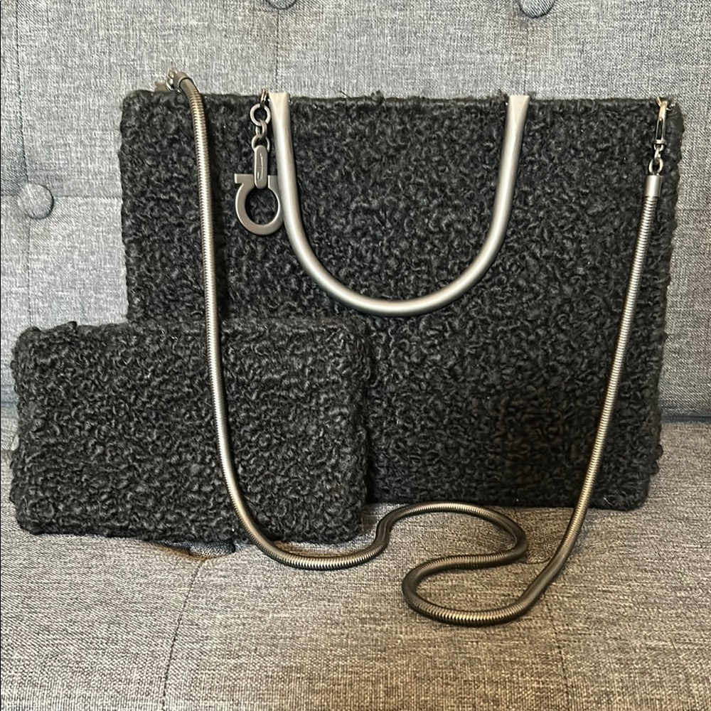 Salvatore Ferragamo Boucle Knit Hand and Crossbody Bag